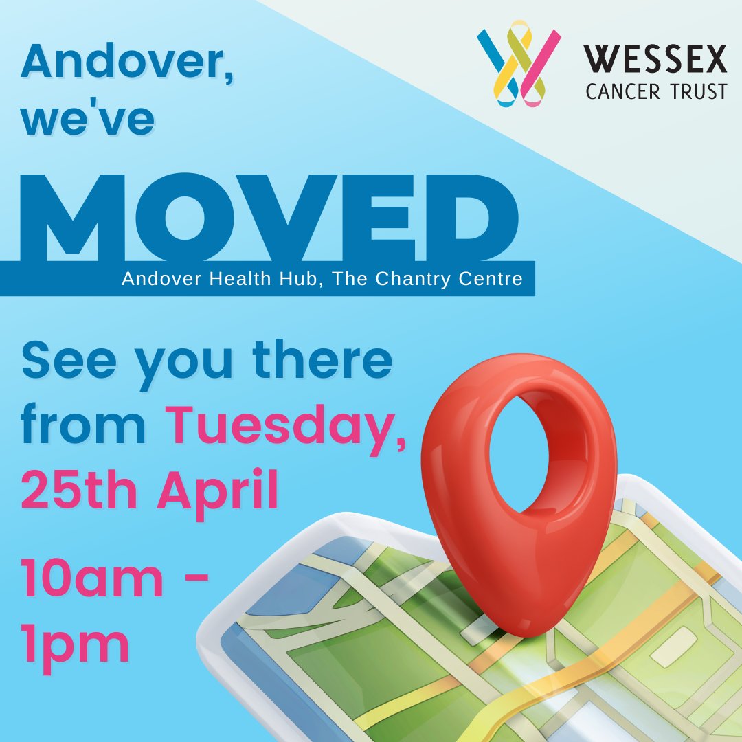 WessexCancer's tweet photo. We're so excited to start our weekly drop-in sessions in Andover again! From tomorrow, Tuesday, 25th April, we'll be at the @AndoverPCN Health Hub in the Chantry Centre between 10am and 1pm! If you have any queries, get in touch with us at careteam@wessexcancer.org.uk https://t.co/PtvT10h6sg