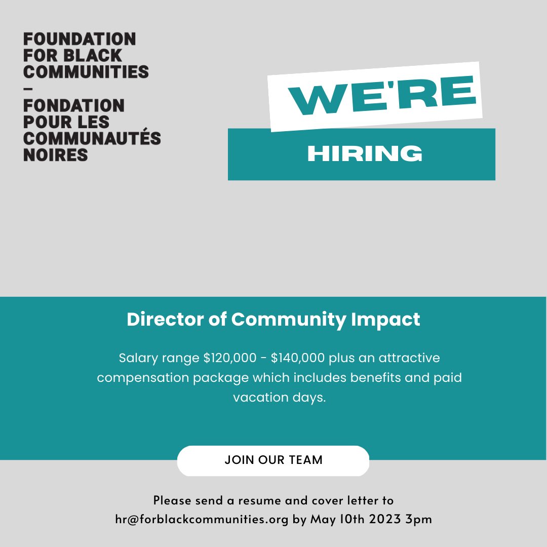 We’re hiring! FFBC is looking for a full-time Director of Community Impact to join our growing team. Visit our website to learn more about the opportunity: forblackcommunities.org/careers/