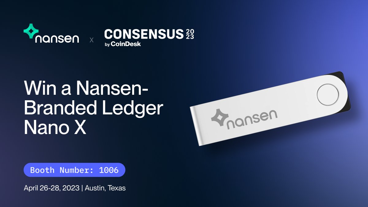 Heading over to #Consensus2023 and want to keep your assets safe?

Win a Ledger Nano X (but please don't wear it around your neck):

• Follow <a href="/nansen_ai/">Nansen 🧭</a>
• Like &amp; Retweet
• Submit your entry here 👉 nsn.ai/ledger-giveaway

🍀 3 winners will be announced on April 27, 10 PM CDT