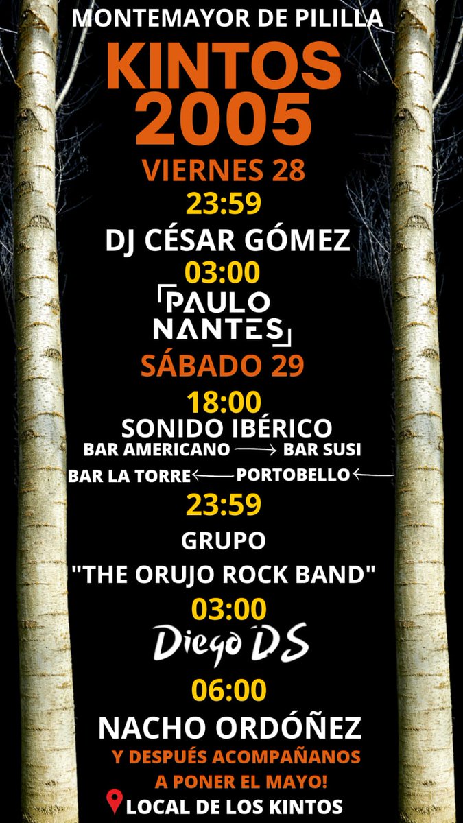 ayto_monte's tweet photo. ***Programación KINTOS 2005***
Dejamos la Programación completa de los "KINTOS 2005" para este Viernes 28 y Sábado 29 de Abril
+info: https://t.co/lD6QijV6ge https://t.co/SFWjbSFWOC