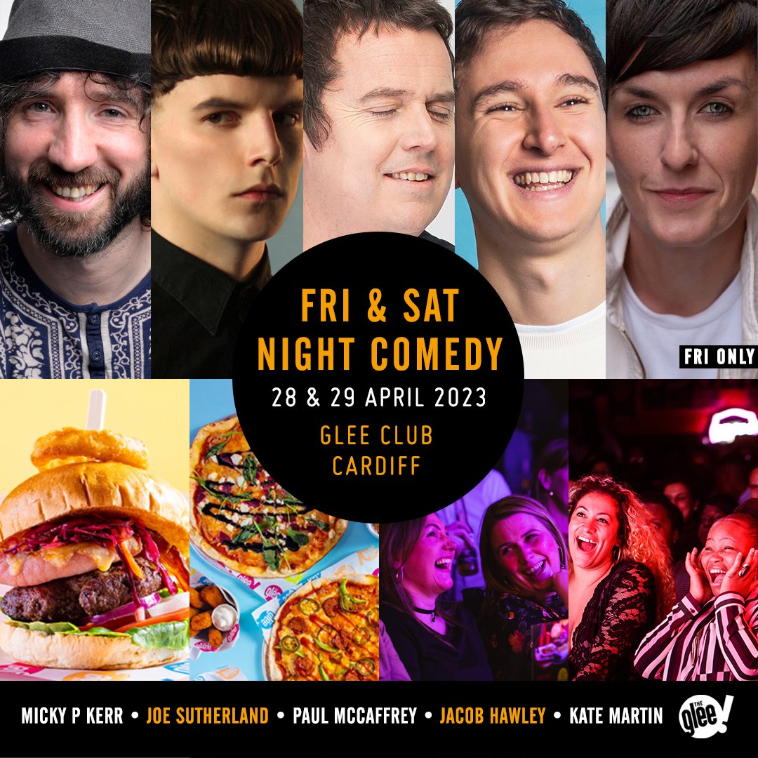 Coming up this week! 👇 📅 Thu: All In Comedy: @robinjaymorgan, @paulmccaffreys, @hawleyjacob & Pravanya Pillay 🎟 bit.ly/AllInComedyGlee 📅 Fri & Sat Night Comedy: @MickyPKerr, @JoeSutherland_, @paulmccaffreys, @hawleyjacob & Kate Martin (Fri only) 🎟 bit.ly/CardiffWeekend…