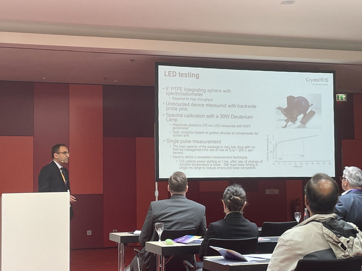 CISUVC's tweet photo. Here are some action shots from Dr. Rajul Randive's presentation on High Power output 265 nm Ultraviolet Light Emitting Diodes with high wall plug efficiency from earlier this morning at #ICULTA2023! Thank you to everyone who attended! https://t.co/C3jZH4KLEO