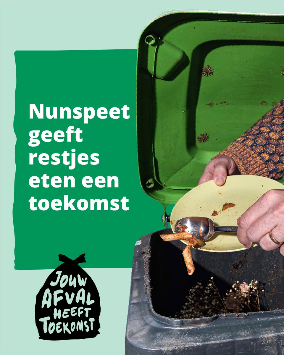 Geef jij ook toekomst aan jouw etensrestjes? Door ze in de groene container te doen, krijgen ze een toekomst als compost of groen gas. De compost wordt gebruikt in de tuin- en akkerbouw. 🌳

Feitje: 95 procent van het Groente-, Fruit-, Tuinafval en etensresten wordt gerecycled!