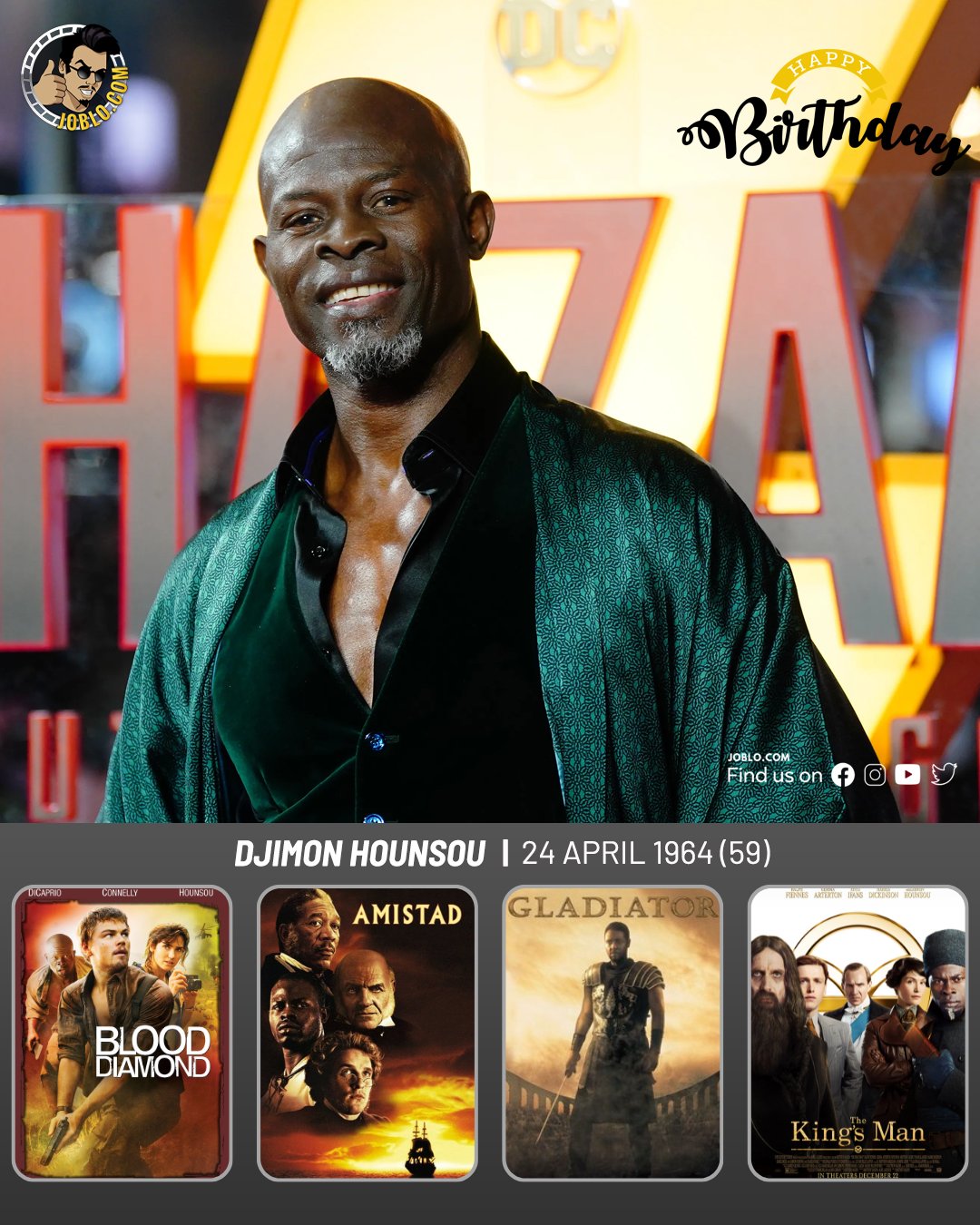 Happy birthday to Djimon Hounsou, who turns 59 today!     
