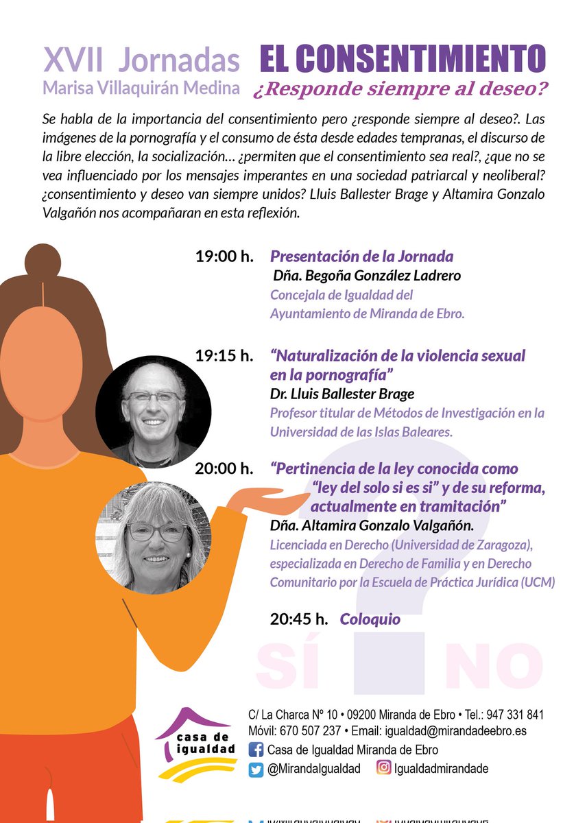 La Concejala de Igualdad, Begoña González Ladrero ha presentado esta mañana la jornada *El consentimiento ¿responde siempre al deseo?*