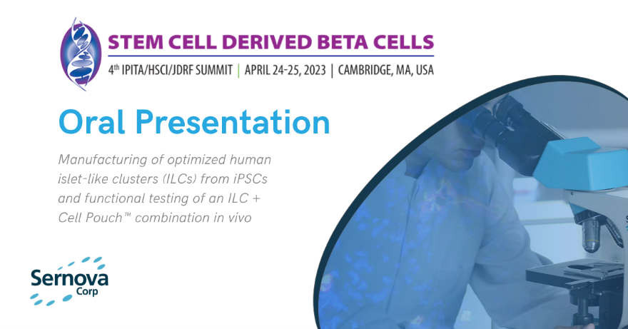 Sernovabio's tweet photo. Reminder – Today at the 4th  @IPITAgroup / @harvardstemcell / @JDRF Summit in Cambridge, MA, Matthias Austen, PhD, of @Evotec, will present the first data of Sernova’s Cell Pouch™ with Evotec’s iPSC derived islet-like clusters for #T1D. Learn more here: https://t.co/kPHh26gbxB https://t.co/Yc3xlbzrb9