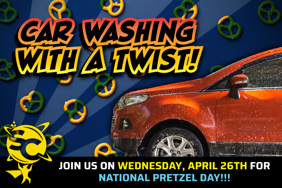 SuperCleanTunn's tweet photo. Car Washing with a twist!! Join us on Wednesday, April 26th, for National Pretzel Day!! 

All 3 locations will be giving away free bags of pretzels (while supplies last). If you are lucky, you may catch an appearance from our mascot “Lightning”!! 

#SuperClean #FREE #PretzelDay https://t.co/A9cecYIV8N