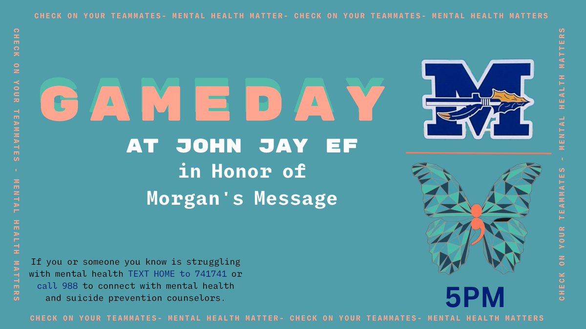 GAME DAY! Today Pac heads to JJEF for a game honoring <a href="/MorgansMessage/">Morgan's Message</a>. We are grateful to be involved in spreading such an important message. Mental Health Matters | Check on your teammates.  First pitch at 5pm. Let's go Pac! <a href="/Mahopac_AD/">Mahopac Athletics</a>