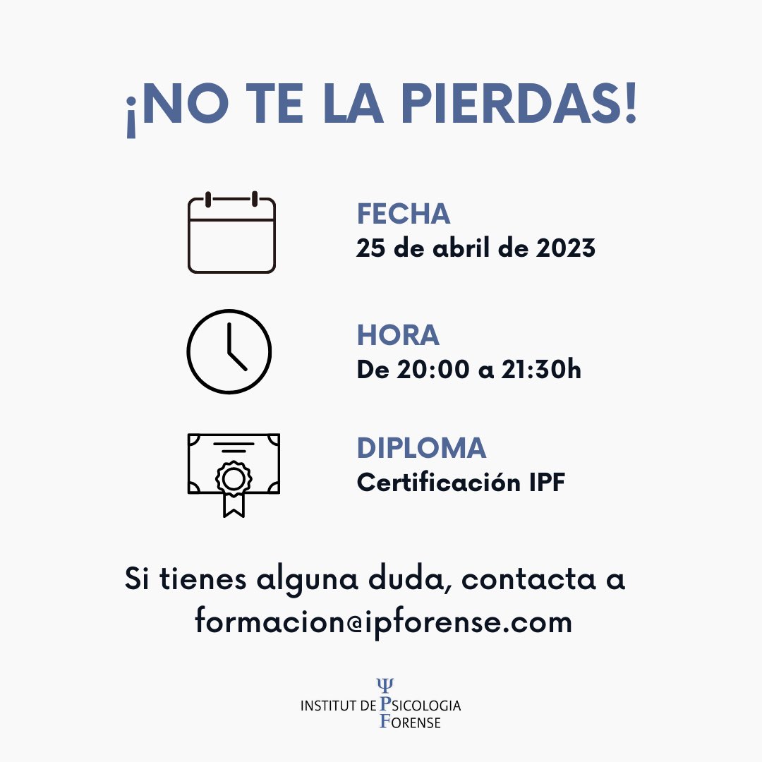 IPForense's tweet photo. 🎓 LA EVALUACIÓN PERICIAL PSICOLÓGICA DE LA IDONEIDAD DE CUSTODIA Y EL RÉGIMEN DE VISITAS EN LOS PROCEDIMIENTOS DE VIOLENCIA DE GÉNERO

👨‍🎓por José Manuel Muñoz, psicólogo forense del IMLCF de la Comunidad de Madrid.

📆25 de abril 
⏰20:00-21:30

https://t.co/kKdLs4sV81 https://t.co/BUNt7bcQPi