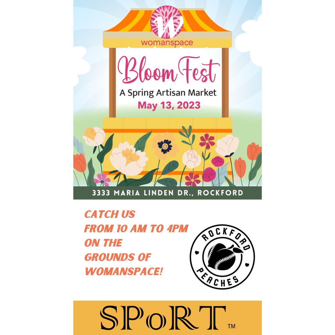 IWBC4Me's tweet photo. Join #SPoRTPeachesApparel May 13 at #BloomFest, located at Rockford’s #Womanspace. 20% off items from 10am-4pm that Saturday! What a way to celebrate #MothersDay with the #RockfordPeaches! #GretaGillFans #CarsonShawFans #APlaceOfTheirOwn #StepUpToTheSport #SPoRTMakeup https://t.co/xZWnVQrXeh