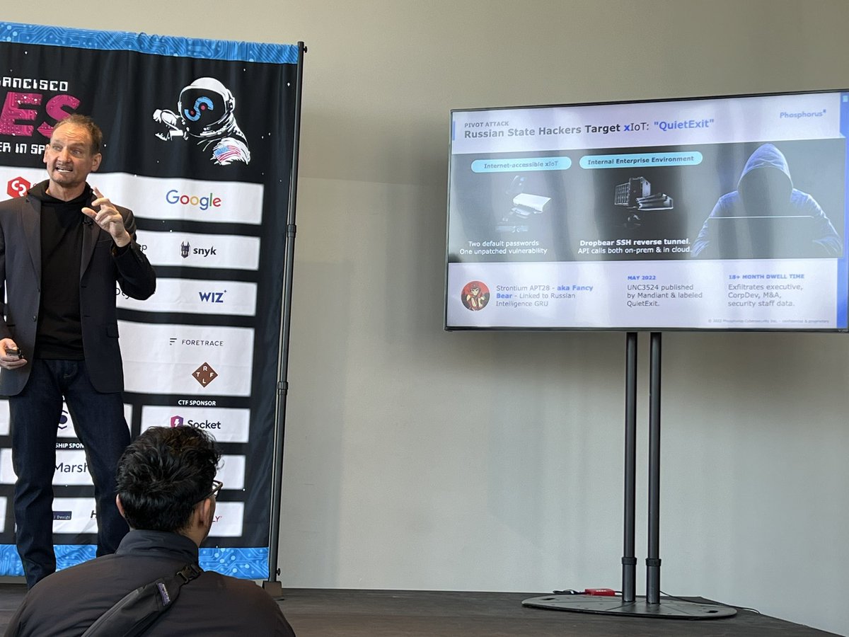 So many things to love about #bsidessf; one of them is great talks you didn’t see coming. Thao and I saw this Marketing dude @ Embarcadero @ 11:40 on Sunday and we thought 🧐 he could *easily* be a sec engineer, especially after he exfilled files from a camera he hacked. YES!