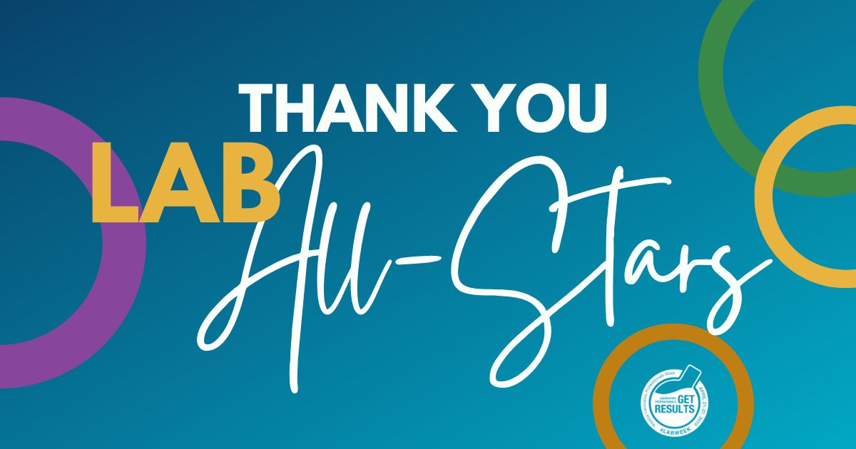 Happy #LabWeek! 🥳

Laboratory scientists make medicine possible!  In fact, 70% of medical decisions are based on lab data. AABB is proud to celebrate lab professionals and their essential contributions to health care. 

Thank you for all you do! bit.ly/3AtRmRT #MLPW2023