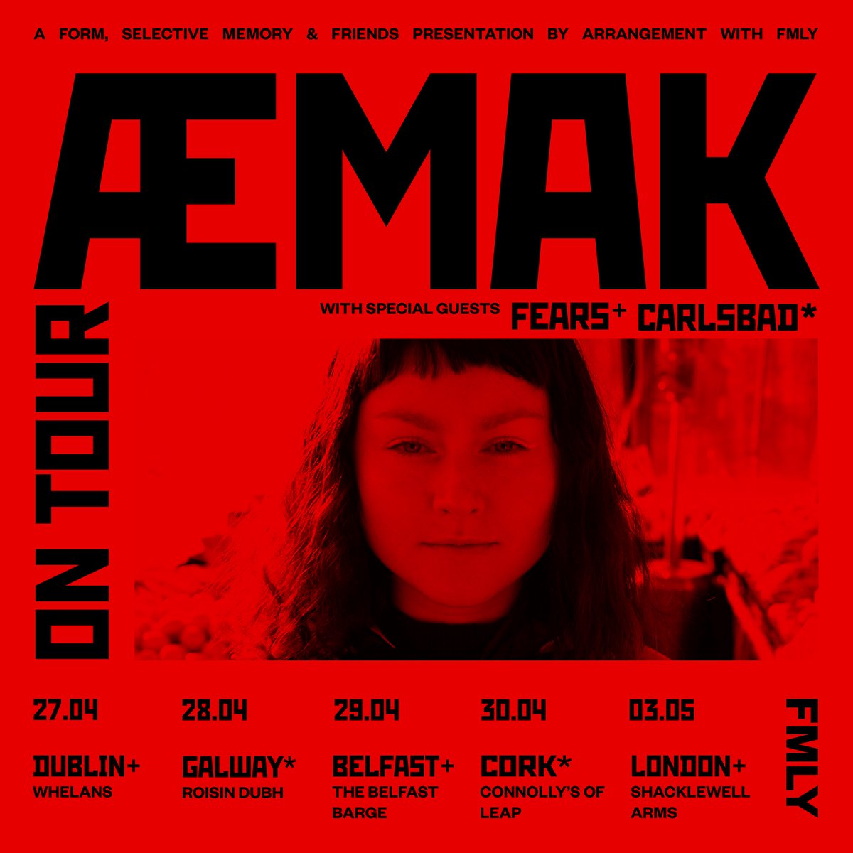 Excited to announce that @fears___ and <a href="/carlsbadyeehaw/">Carlsbad</a> will be joining us this week ✨
We’re excited, see you so soon 💕
Tickets here: linktr.ee/aemakmusic
