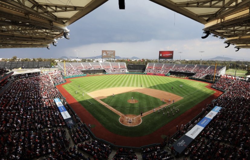 MLBcathedrals's tweet photo. The @SFGiants and @Padres will be playing a two-game series at Alfredo Harp Helú Stadium in Mexico City this weekend (April 29-30). The ballpark opened in 2019 and seats 20,576. It’s 7,320 feet above sea level (Coors Field is 5,200 h/t @jonschaeffer) https://t.co/Y502M36ThQ