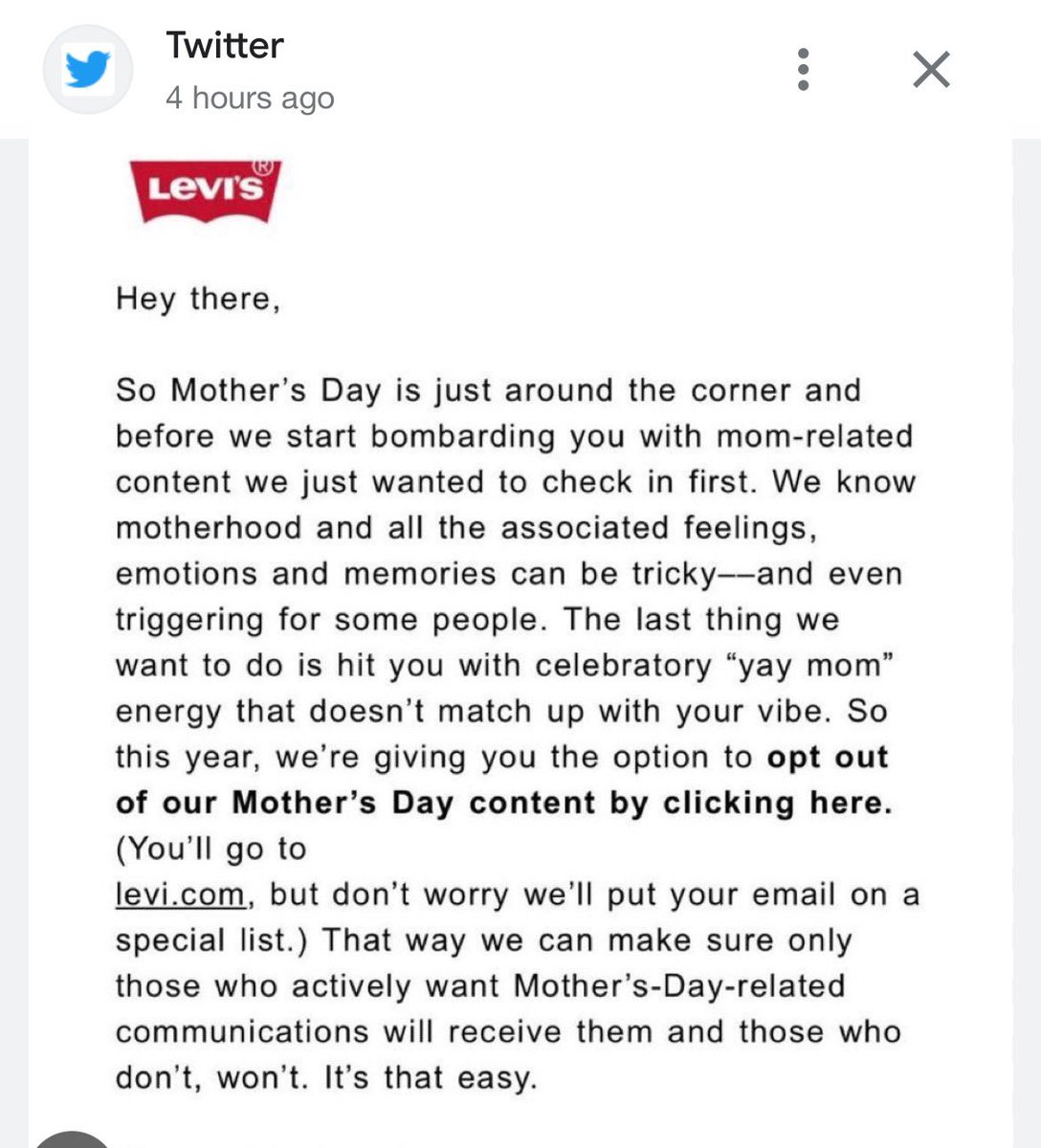 LilaGraceRose's tweet photo. Why is our culture so hateful of motherhood? 

Multiple brands come out before Mother’s Day apologizing for Mother’s Day ads &amp; offering an “opt-out.” https://t.co/bDAaTFBewE