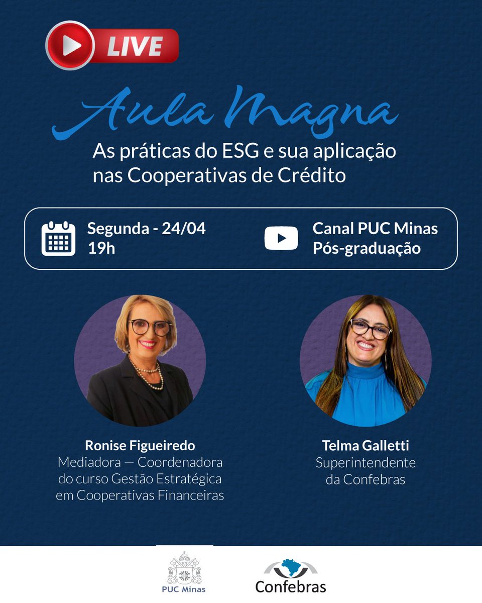 confebras's tweet photo. Anote na agenda: segunda-feira, dia 24 de abril, das 19h às 21h40.  

👇Link de transmissão
https://t.co/apf73TOK0X

#confebras #ESG #cooperativasdecredito #pucminas #aulamagna #cooperativismofinanceiro https://t.co/ozsuQdyBYt