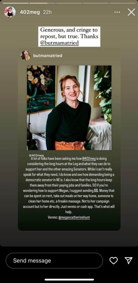 NebraskaFreedom's tweet photo. 🚨Ethics violation alert🚨 Senator @NebraskaMegan is soliciting personal contributions due to her position as a State Senator. Nebraskans deserve better! We demand a full investigation into this violation and call for transparency and integrity from our elected representatives. #neleg #AccountabilityNow #NebraskaPolitics