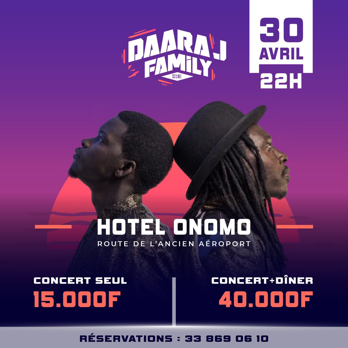 daarajfamily's tweet photo. RDV ce Dimanche 30 Avril à @onomo.dakar pour un live inoubliable ✨✨

Tickets en 🚚 🛵

🌡️ 77 723 12 98
🌡️ 78 103 10 08

#LoxoCaKaw #daaraj #Xalima #Boomrang #Schooloflife #Foundation #Yaamatele #Delusil #MicrophoneSoldat #ParisDakar #TempsBoy #Baalma #faadaFreddy #Ndongod #Djf https://t.co/alHFpcfweK