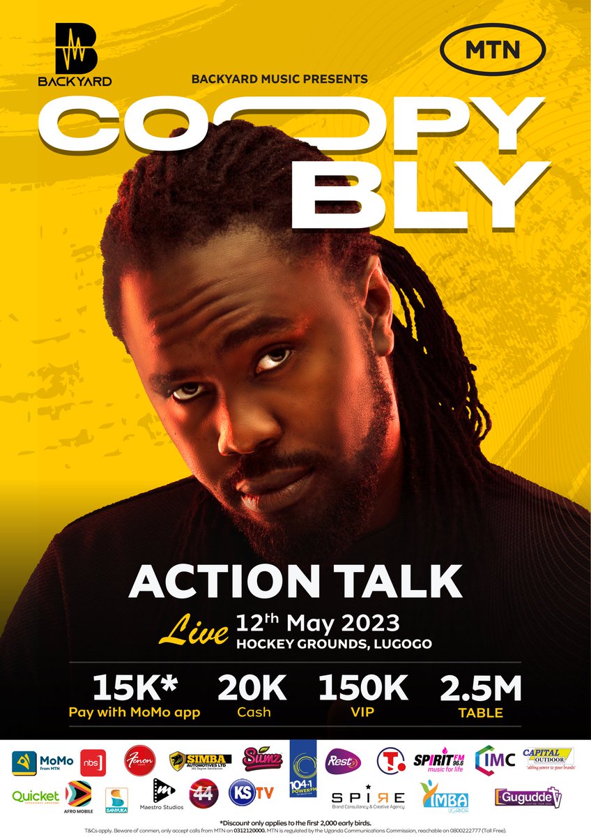 Biggest Fest this year 📌

Tax is 15k via MTN Momo Pay.

#CoopyBlyLive is the catch...!.

#ActionTalkLive is the meal to be served!.