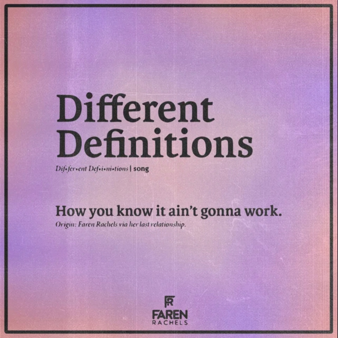 And finally for #NewMusicMonday Beth's chosen "Different Definitions" by <a href="/farenrachels/">FAREN RACHELS</a> which is a great, slightly pop-leaning track with a fun groove running through it.