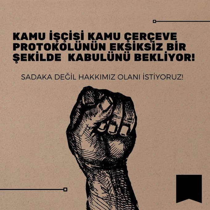 Üvey evlat muamelesi bir an önce sona ersin, Kamu çerçeve protokolü tavizsiz hayata geçirilsin.
#isciyiOYalama <a href="/RTErdogan/">Recep Tayyip Erdoğan</a> <a href="/kilicdarogluk/">Kemal Kılıçdaroğlu</a>
<a href="/DrSinanOgan/">Dr. Sinan Oğan</a> <a href="/vekilince/">Muharrem İNCE</a> <a href="/vedatbilgn/">Vedat Bilgin</a>
<a href="/turkiskonf/">TÜRK-İŞ</a> <a href="/hakiskonf/">HAKİŞ KONFEDERASYONU</a> <a href="/diskinsesi/">DİSK</a>