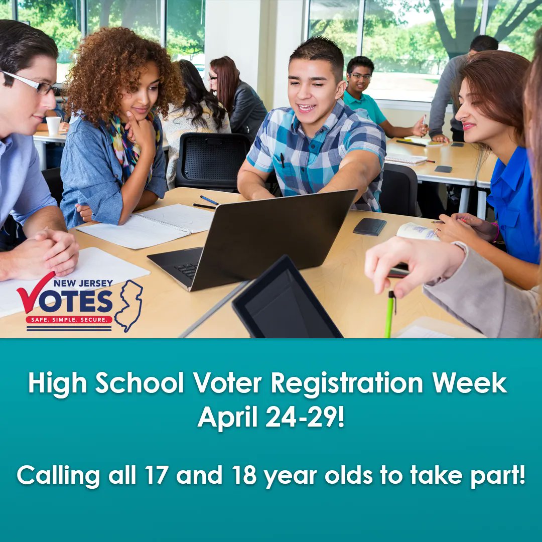 This week is NJ High School Voter Registration Week!
Register to vote online at this link: nj.gov/state/election… 
#NJStudentsVote #NewJersey #NJ #Vote #HighSchool #VoterRegistration