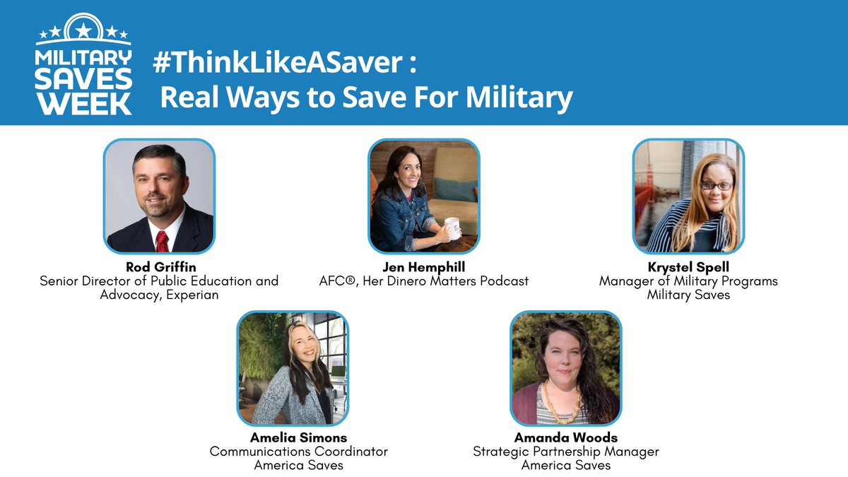 📢ATTENTION #military personnel & #militarycommunity: HAPPENING NOW! #ThinkLikeASaver Real Ways To Save For Military. #MSW2023

Join us here: militarysaves.org/live