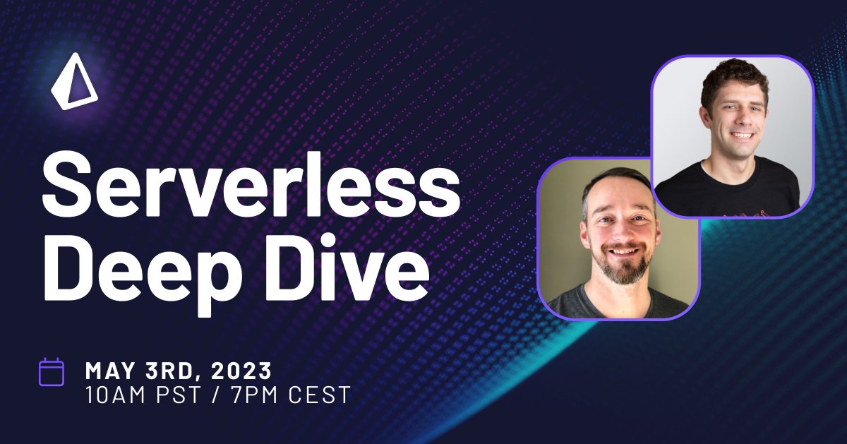🎙️ Join us for the first Serverless Deep Dive episode with <a href="/alexbdebrie/">Alex DeBrie</a> and <a href="/jeremy_daly/">Jeremy Daly</a> 

🗓️ May 3rd, 10am PST / 7pm CEST

Stay in the loop at prisma.io/serverless