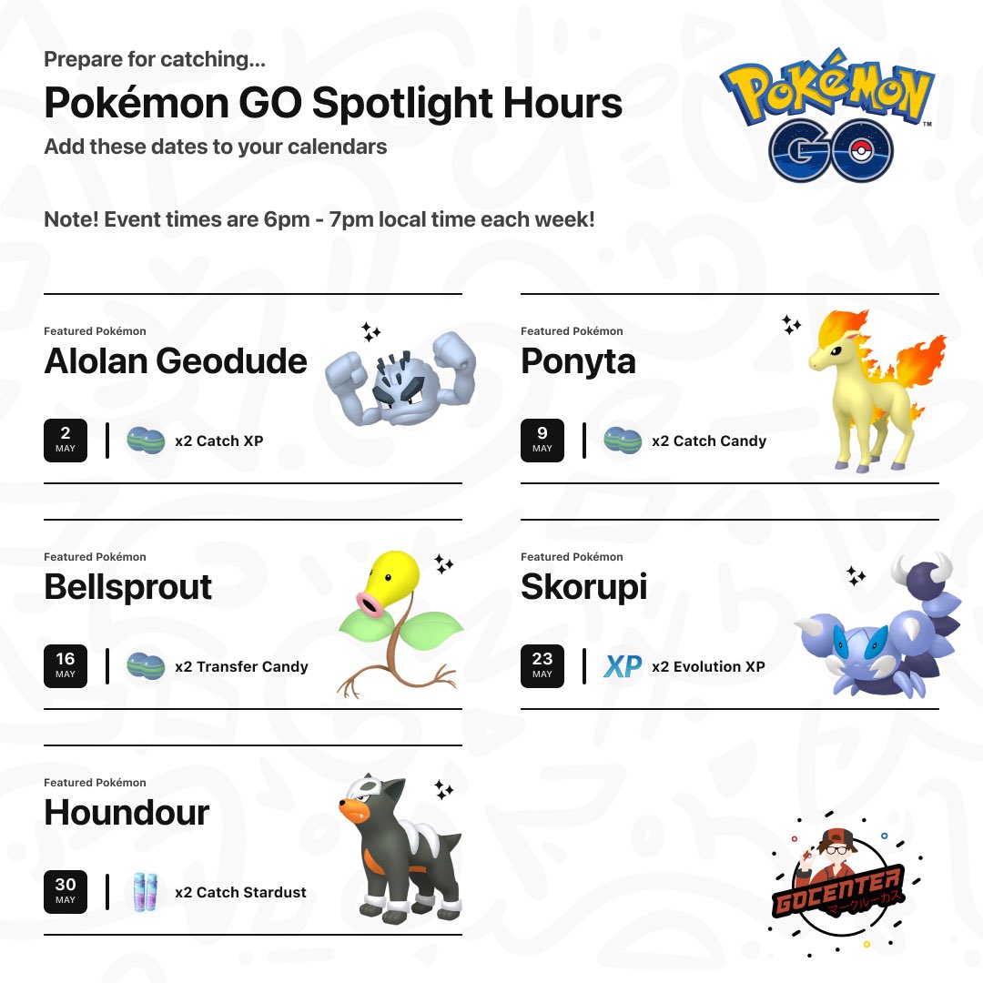 It’s time to get ready for #Raids & #SpotlightHours for the month of May in #PokemonGO