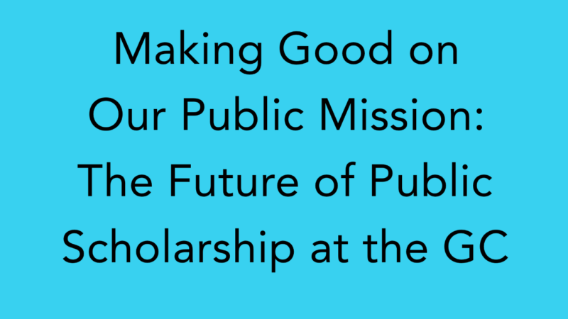 THURSDAY - 2-6:30 <a href="/GC_CUNY/">The Graduate Center</a> 
How can we do public scholarship? This event’s panel and working groups will think concretely about the democratic ethics and material resources necessary to create sustained avenues for public scholarship, followed by a dinner.
centerforthehumanities.org/programming/ma…