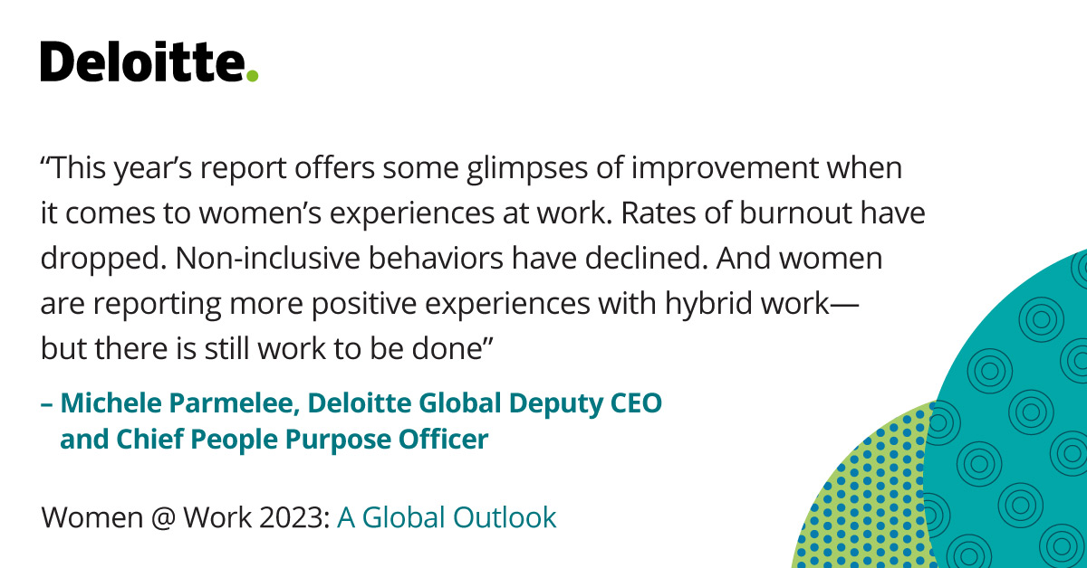 Now in its third year, Deloitte’s Women @ Work: A Global Outlook delves into the experiences of 5,000 working women across 10 countries. Find out what has changed for women in the workplace—for better and for worse—over the last year. Download your copy on 26 April.#WomenAtWork23