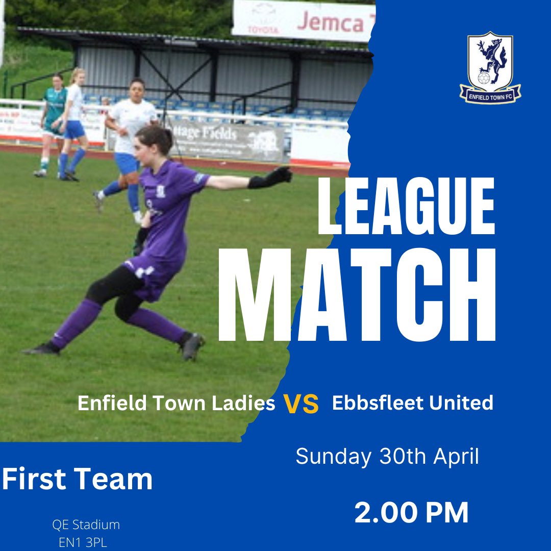 First Team Fixture..

This Sunday our first team will welcome <a href="/EbbsfleetWomen/">Ebbsfleet United Women</a> to the QE for their last home match of the season

🗓30/4/23

🕑2.00pm

🎟Tickets available online now, at a discount rate👇
ladies.etfc.london/events/ladies-…

<a href="/LondonEnergyLtd/">LondonEnergy</a>