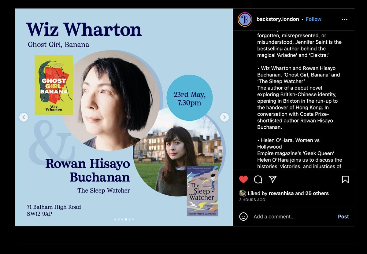 And for my UK friends, don't forget that you can come see me and the incredible @RowanHLB  @BackstoryLdn on 23rd May at 7.30pm

We'll be chatting about #GhostGirlBanana and Rowan's haunting, elegaic novel #TheSleepWatcher. All welcome. Tickets here: backstory.london/products/wiz-w…