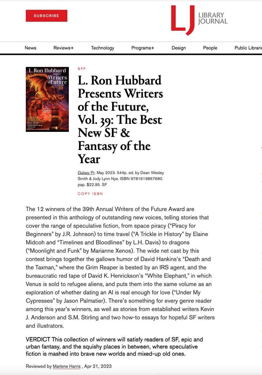 galaxypress's tweet image. We&apos;re thrilled about the review of our new book in Library Journal, the foremost publication in its field for over 147 years. Many thanks to Marlene Harris and Library Journal for their kind words.

#libraryjournal #NewRelease #scifi #fantasy #urbanfantasy
Writers and Illustra...