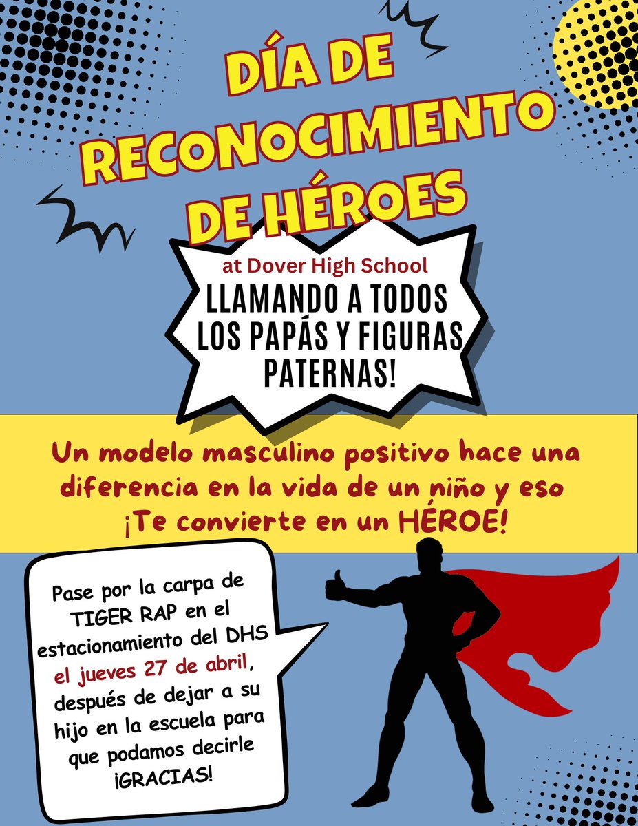 Calling all dads &amp; role models. Stop by the Tiger Tap tent in the DHS parking lot for Hero Recognition Day on April 27th. A positive male role model makes a difference in the life of a child, and that makes YOU a hero.  See the fliers for more details. #tigerrap #RutgersUBHC