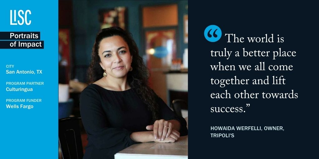 It’s National Arab-American Heritage Month, and we’re pleased to spotlight Libyan-American restauranteur Howaida. With help from our partner @culturingua, she received a $14,500 no-interest loan thru @Kiva, with matching dollars from LISC and @WellsFargo. [1/2]