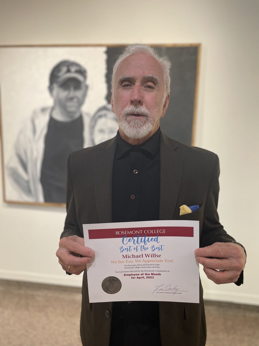 Michael Willse has been named Rosemont’s Employee of the Month for April! Michael is an associate professor of studio art and instrumental in curating and installing the shows in the gallery! rosemont.edu/about/publicat…