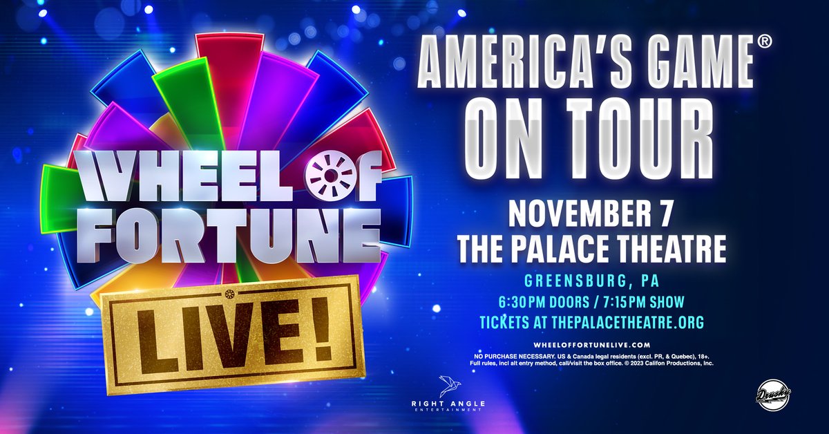 🚨 NEW SHOW ANNOUNCEMENT 🚨 WHEEL OF FORTUNE LIVE! Presented by @DruskyEnt Tuesday, November 7 at 7:15 PM *VIP Packages Available* Pre-Sale: 4/27 from 10 AM – 10 PM On Sale: 4/28 at 10 AM 🎟🔗: ow.ly/ZN6Z50NQmp9