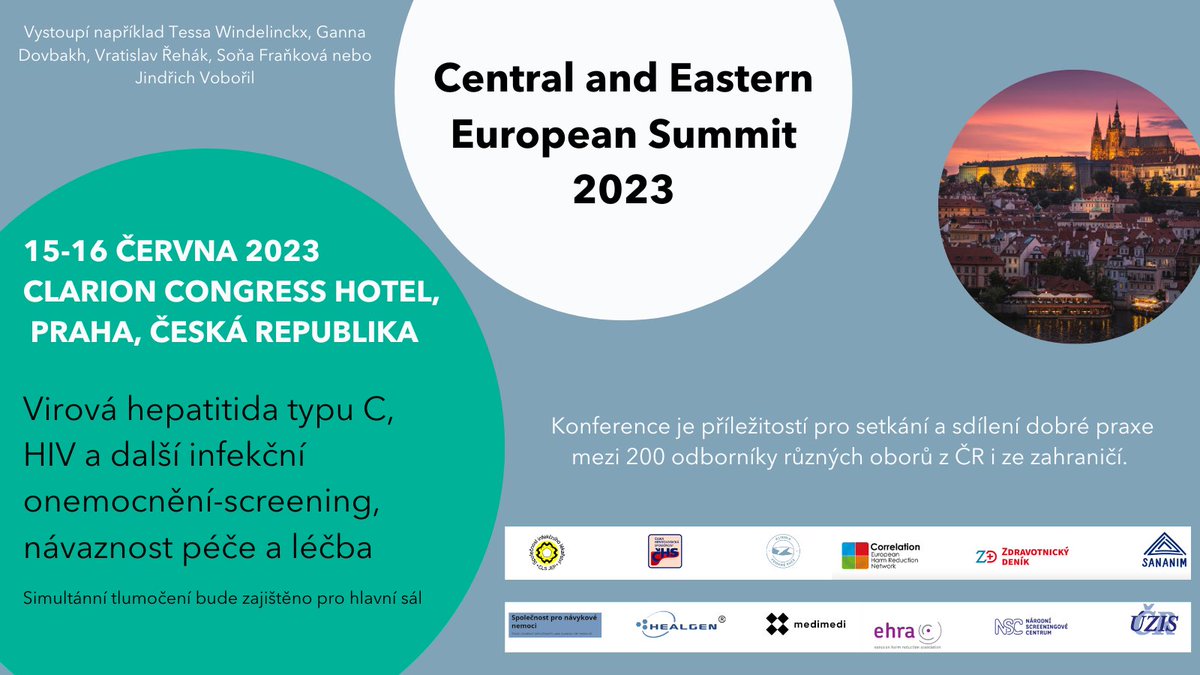 🤝 Srdečně vás zveme k účasti na CEE Summit 2023 konferenci, která se zaměří na screening, návaznost péče a na léčbu virové hepatitidy typu C, HIV a dalších infekčních nemocí.

Pro aktuální informace sledujte web konference 👇
…l-and-eastern-european-summit-2023.eu