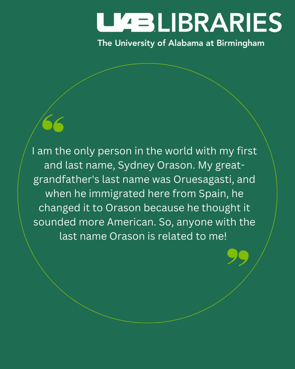 📜Sydney is our Freshman Composition and Student Success Librarian! Contact her if you need help with your English Comp assignments, MLA citations, or have an idea for library programming that would support UAB students.

#NationalLibraryWeek #NLW2023