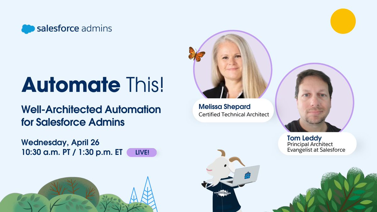 Admins are architects too and should learn how to build well-architected automation.

New live Automate This! this Wednesday at 10:30am PT/1:30pm ET. Architect EV <a href="/tomruns_262/">Tom Leddy</a> and CTA <a href="/lissa__x/">melissa</a>  talk to us about Well-Architected automation.

Join us: sforce.co/AT0426.