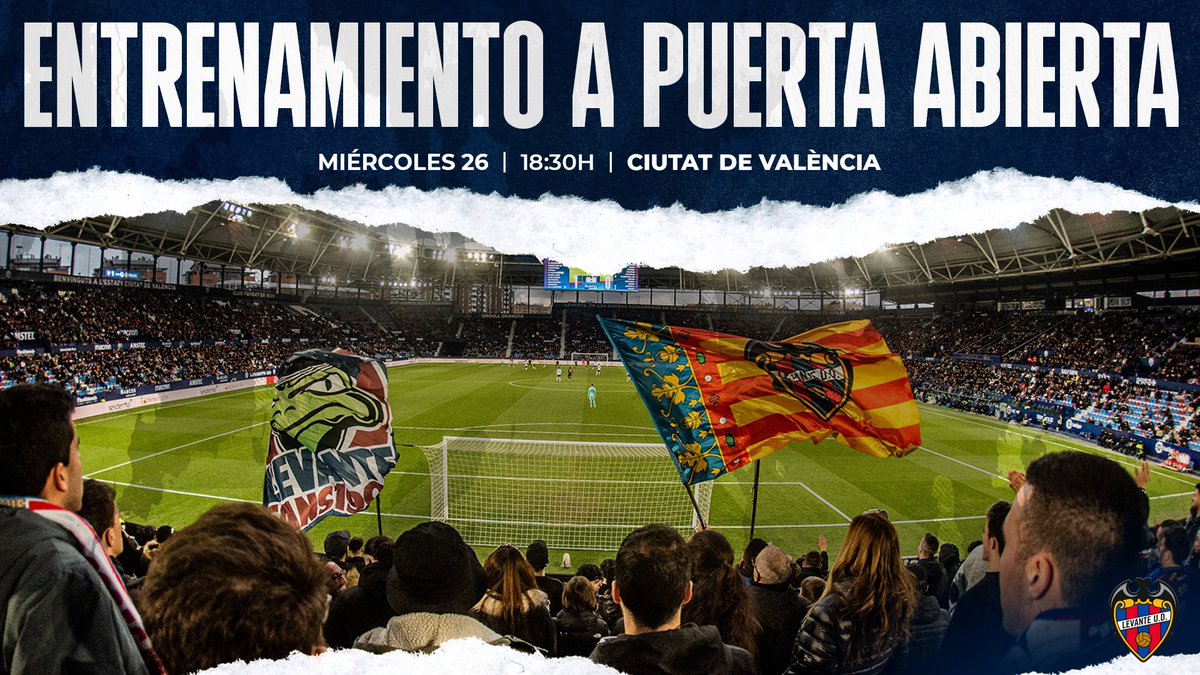 LevanteUD's tweet photo. 𝑬𝒏𝒕𝒓𝒆𝒏𝒂𝒎𝒊𝒆𝒏𝒕𝒐 𝒂 𝑷𝒖𝒆𝒓𝒕𝒂 𝑨𝒃𝒊𝒆𝒓𝒕𝒂 🙌🏻

La afición podrá dar su apoyo al equipo en el entrenamiento del miércoles en el Ciutat de València

📆 26/04
🕒 18:30h
🏟 Ciutat de València 

ℹ️ https://t.co/gUo5HoDHzp https://t.co/WUByhl74rI