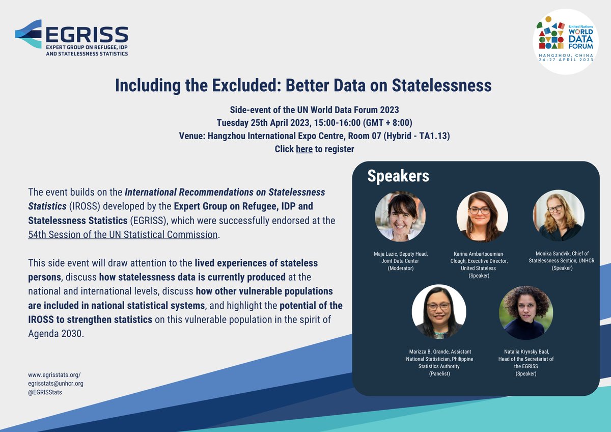 1⃣ day left until the @EGRISStats event on #betterdata on #statelessness at the #UNDataForum.

Remember to register:  
👉oep.unwdf2023.org.cn/en

#DataPartnerships @PSAgovph @jointdatacenter @UnitedStateless @unhcrdata