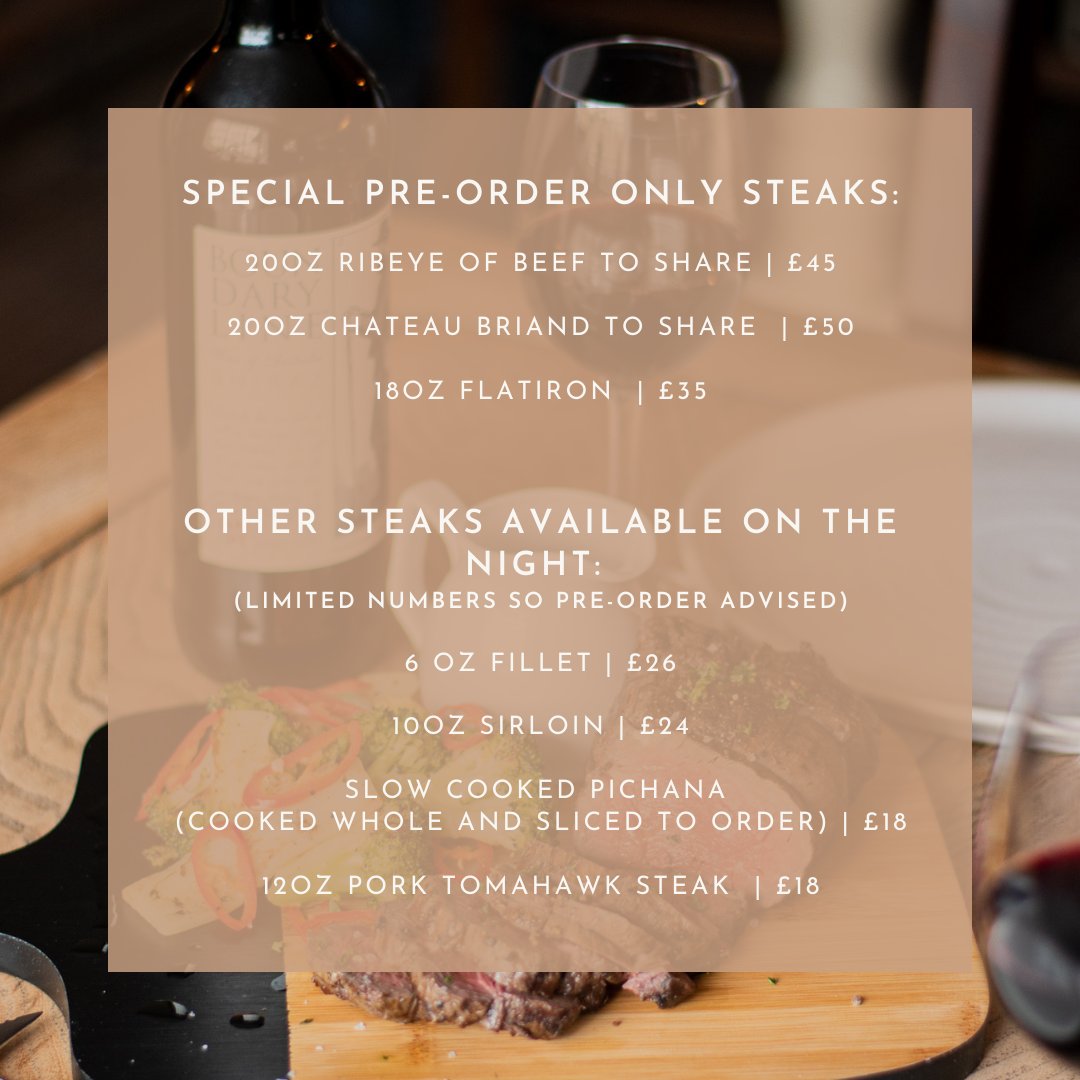 🍷🥩🔥 Who's ready for Steak and Wine night at Five Bells Wickham?! 🔥🥩🍷

*Our sharing steak prices are per steak, and they're generally perfect for two people to share 👫

Make sure to book your table now for a night full of fun, food, and great company! 🎉👨‍👩‍👧‍👦