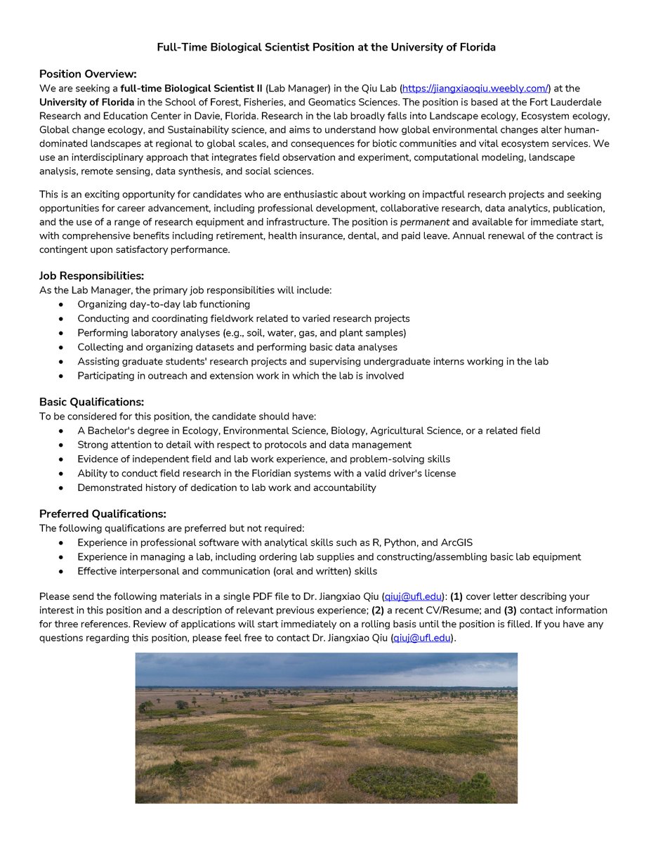 We are seeking a motivated full-time Biological Scientist II at the University of Florida. Details of the position can be found here: shorturl.at/dkKL6. Please help RT. Many thanks!