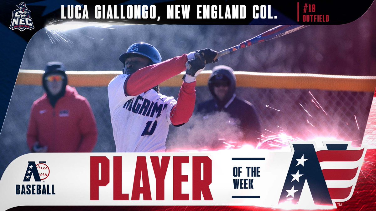 BASEBALL PLAYER OF THE WEEK ⚾️

<a href="/NEC_Athletics/">New England College Athletics</a> Luca Giallongo led the 'Grims to 2 big conference wins, hitting .455 and scoring 5 runs on the week. 
 
🔗 bit.ly/40HxSUU

#WeAreTheNECC // #BeTheSpark