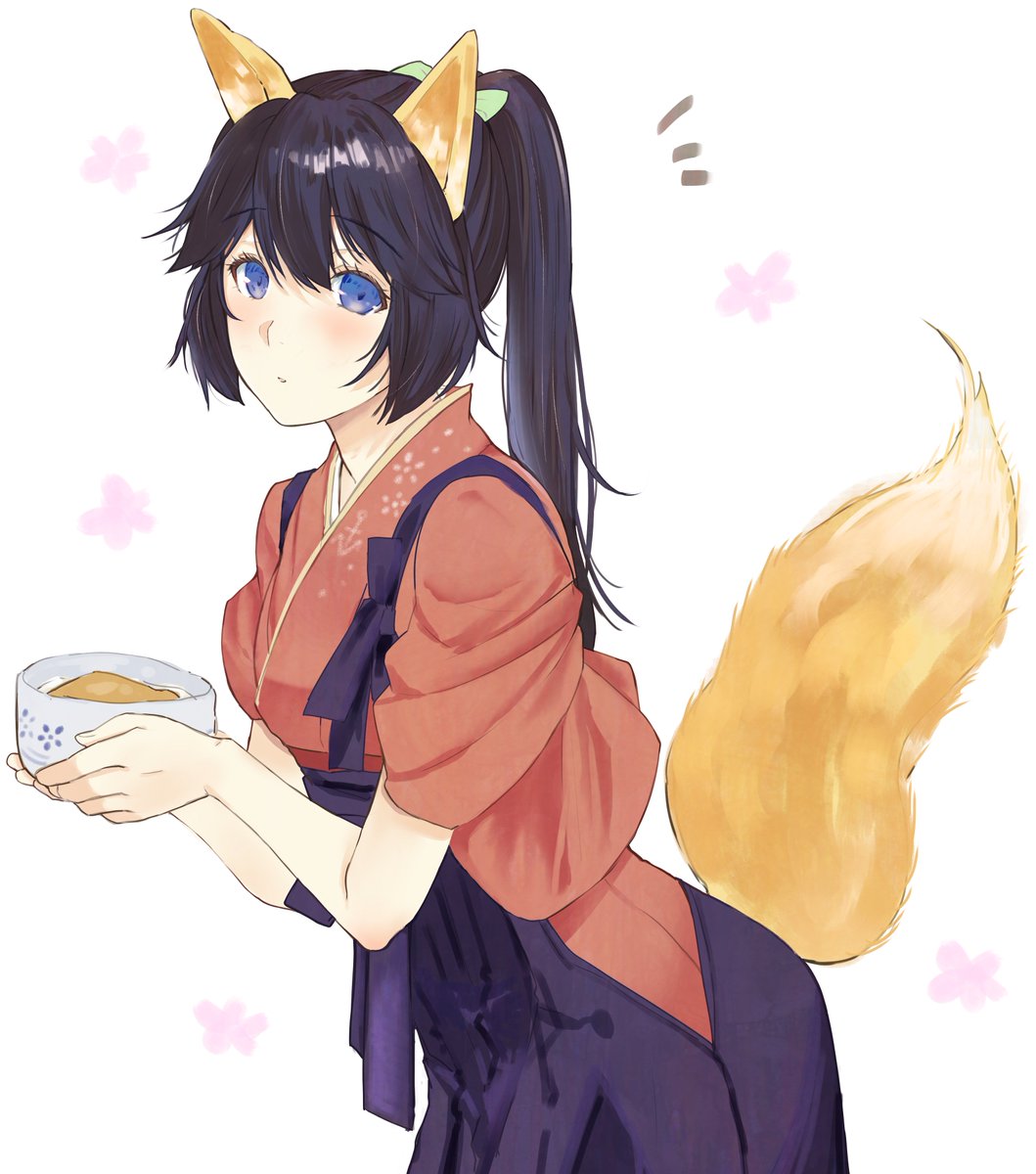 houshou (kancolle) 1girl solo tail animal ears japanese clothes tasuki bowl  illustration images