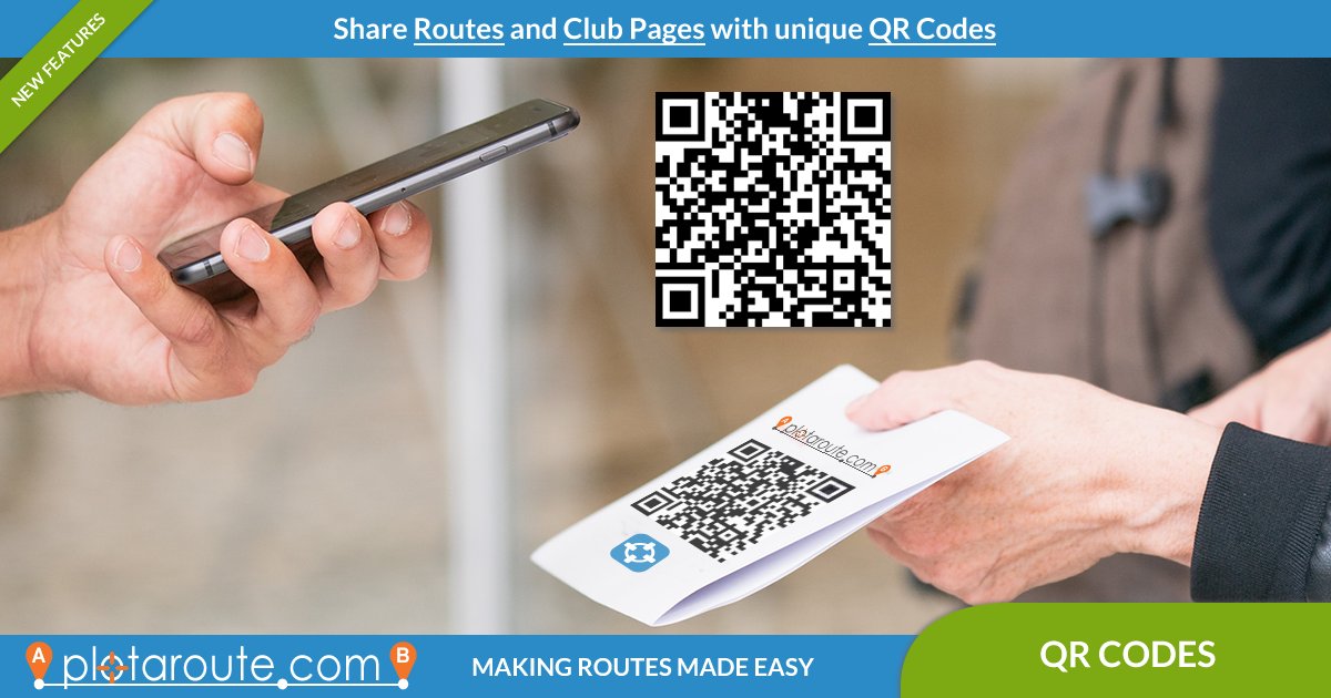 plotaroute's tweet image. You can now share routes and club pages on @plotaroute with QR codes - very useful if you&apos;re promoting a race or other event. More details at: plotaroute.com/news

#walking #running #cycling #routes #races 
#MakingRoutesMadeEasy