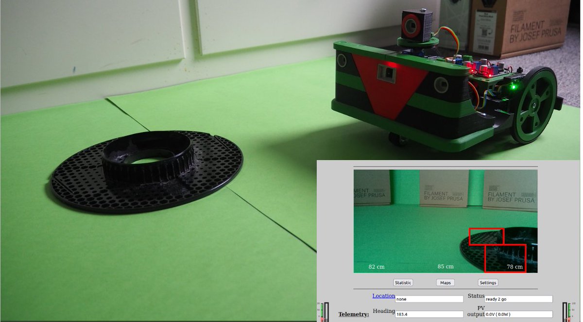ullisun58's tweet image. Hello #MagPiMonday Folk. News from my MINI #PiMowBot with that pivoting ToF sensor on top. Now the image of the PiCam display some rectangles during the visual obstical detection. 

#make #3Dprinting #IoT #smart #robotics #lawnmower with #RaspberryPi inside.
