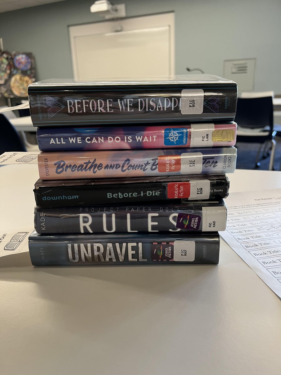 Before we disappear, 
all we can do is wait. 
Breathe and count back from ten. 
Before I die, 
the rules
unravel me.  

Juniors are making some phenomenal book spine  poetry! #NationalLibraryWeek #PoetryMonth